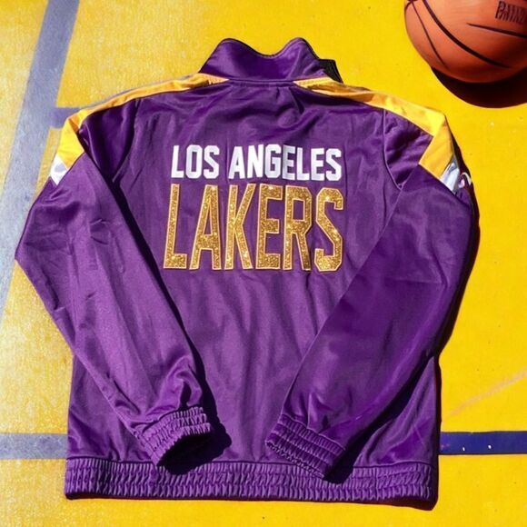 WOMENS NBA LOS ANGELES LAKERS BASKETBALL ZIP UP SPORTS JACKET COAT MEDIUM - Picture 3 of 11